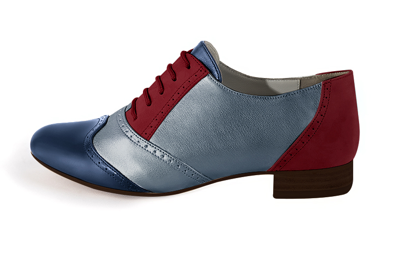 Navy blue and burgundy red women's fashion lace-up shoes.. Profile view - Florence KOOIJMAN